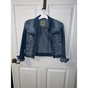 Papaya Distressed Cropped Denim Jacket Size Small